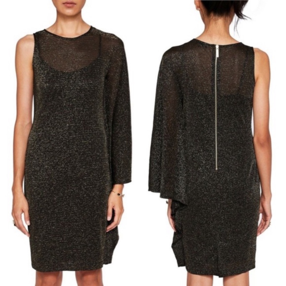 NWT Ted Baker Monyca Drape One Shoulder Sparkly Dress - Picture 2 of 14